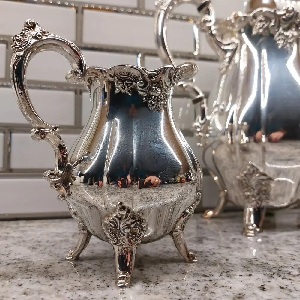 Wallace Baroque Silverplate Coffee Tea Pot Set Sugar Creamer 282 283 284 Ornate